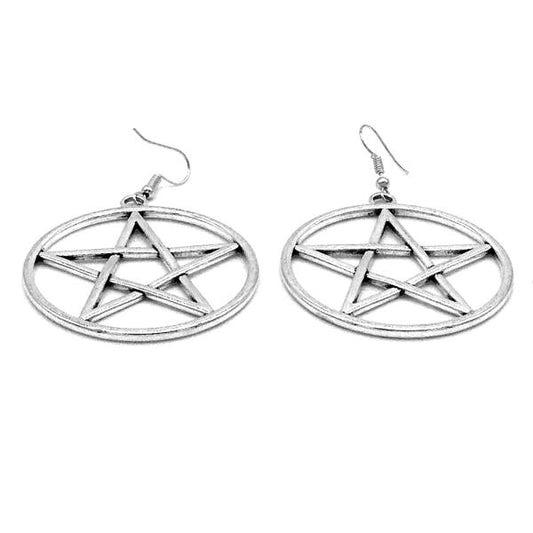 Earrings - Big Silver Pentagram