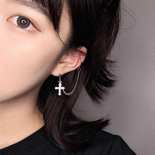 Earring - Gothic Cross Chain