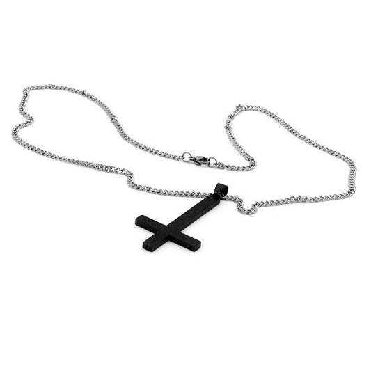 Necklace - Atheist Black Cross