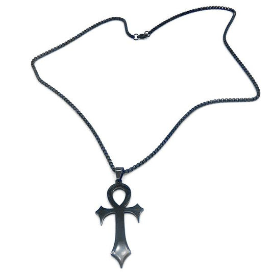Necklace - Ankh Black