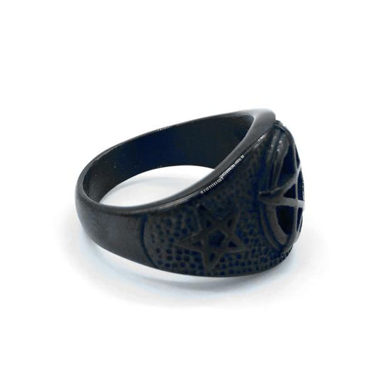 Ring - Black Pentagrams