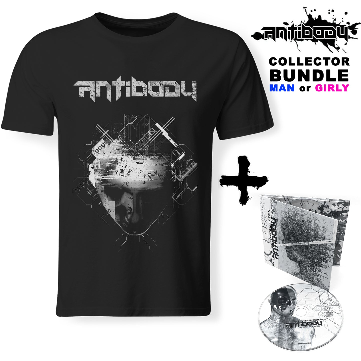Bundle Man - ANTIBODY - Never Quite Right (Lim. Digipac CD + T-Shirt)