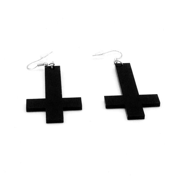 Earrings - Atheist Black Cross