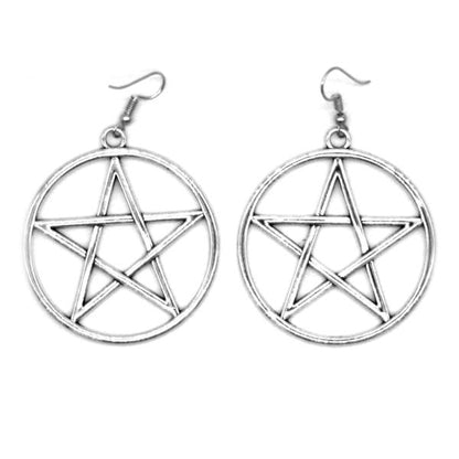 Earrings - Big Silver Pentagram