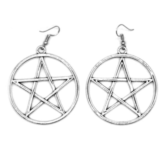 Earrings - Big Silver Pentagram