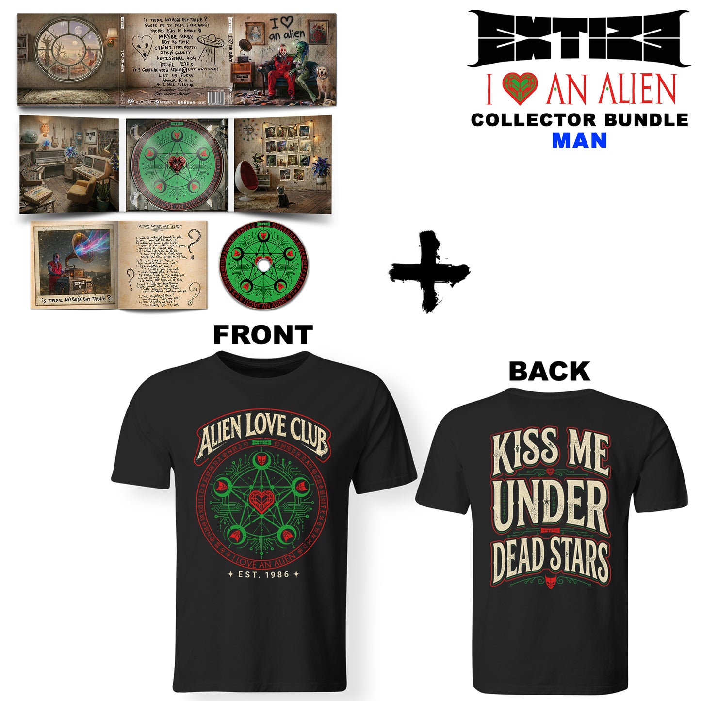 Bundle Man - EXTIZE - I LOVE AN ALIEN (Lim. Digipac CD + Collector T-Shirt)
