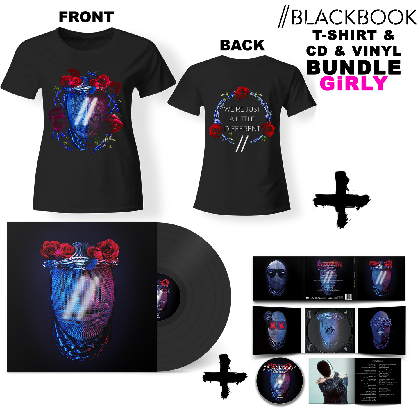Bundle Girly - BLACKBOOK - Different (Lim. Digipac CD + Lim 12" Vinyl LP + Girly Shirt)