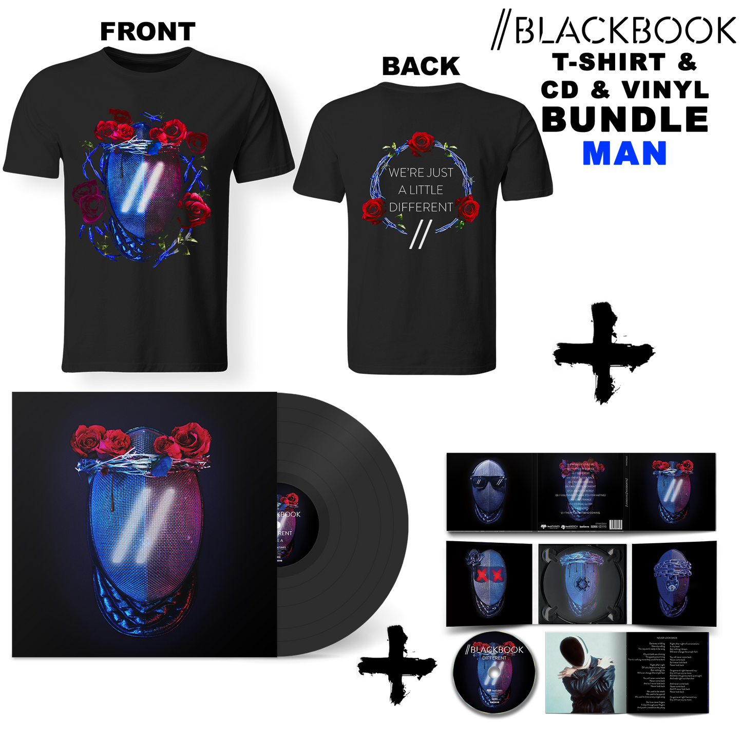 Bundle Man - BLACKBOOK - Different (Lim. Digipac CD + Lim. 12" Vinyl LP + T-Shirt)