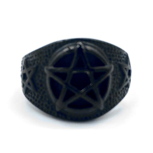 Ring - Black Pentagrams