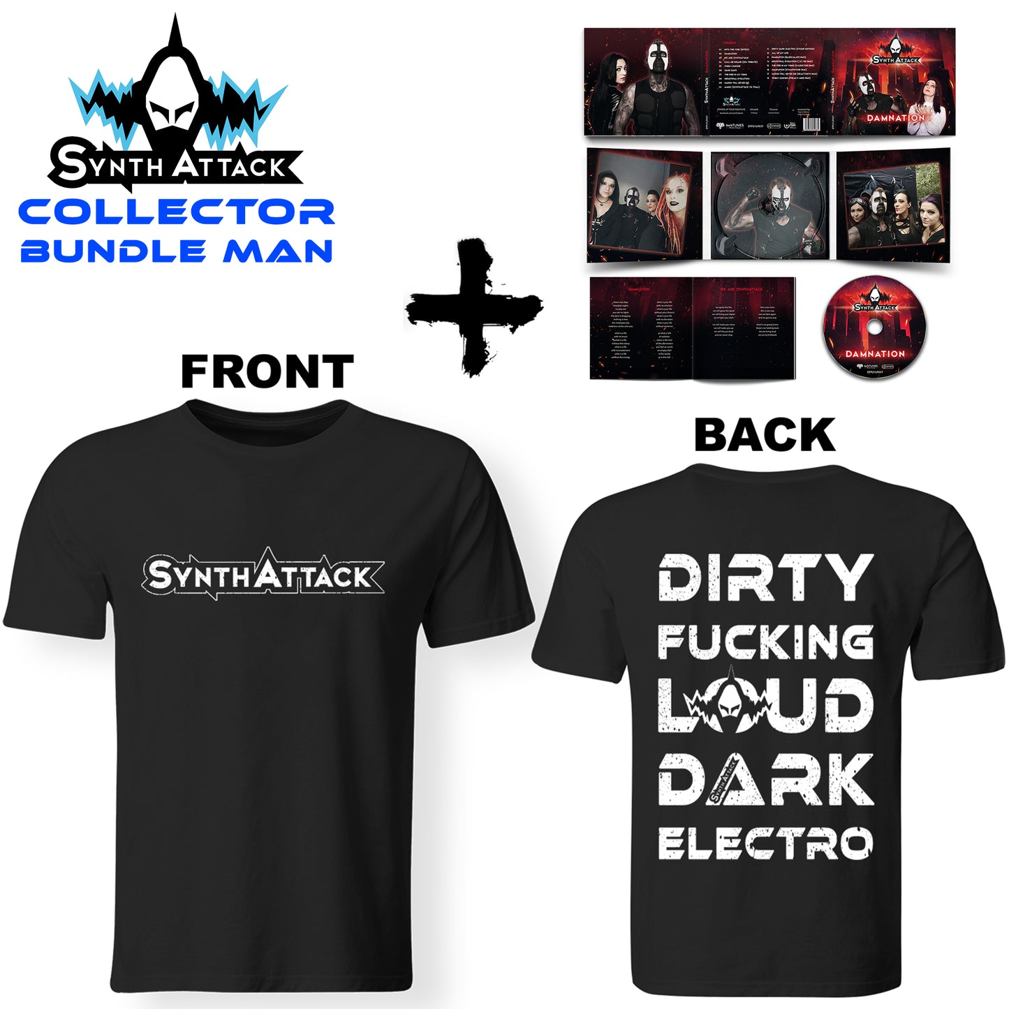 Bundle Man - SYNTHATTACK - Damnation (Lim. Digipak + T-Shirt)