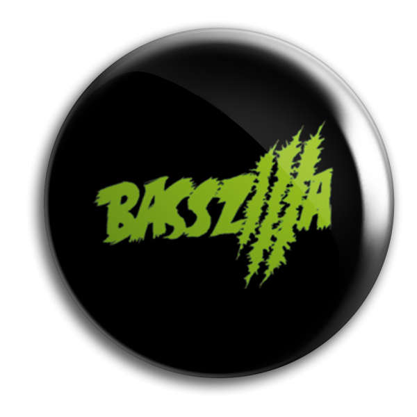 Button - BASSZILLA - Logo Green Black
